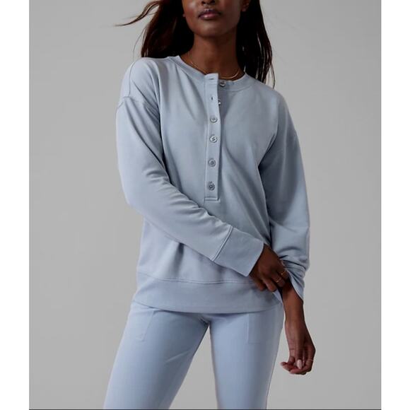 Athleta Balance Henley Sweatshirt Periwinkle Blue/Purple Size Medium - Picture 1 of 5
